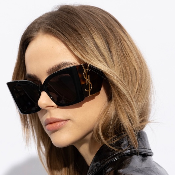 NEW SL M119 BLAZE 003 SAINT LAURENT BLACK HAVANA OVERSIZED SLM119 003 SUNGLASSES - Picture 1 of 11